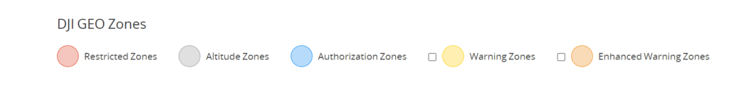 מקרא במפת DJI לאזורים אסורים להטסת רחפנים